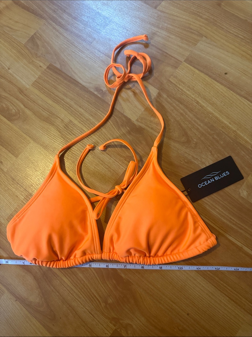 Ocean blues women’s triangle cut bikini top tie NEW size small summer beach neon - Picture 2 of 4